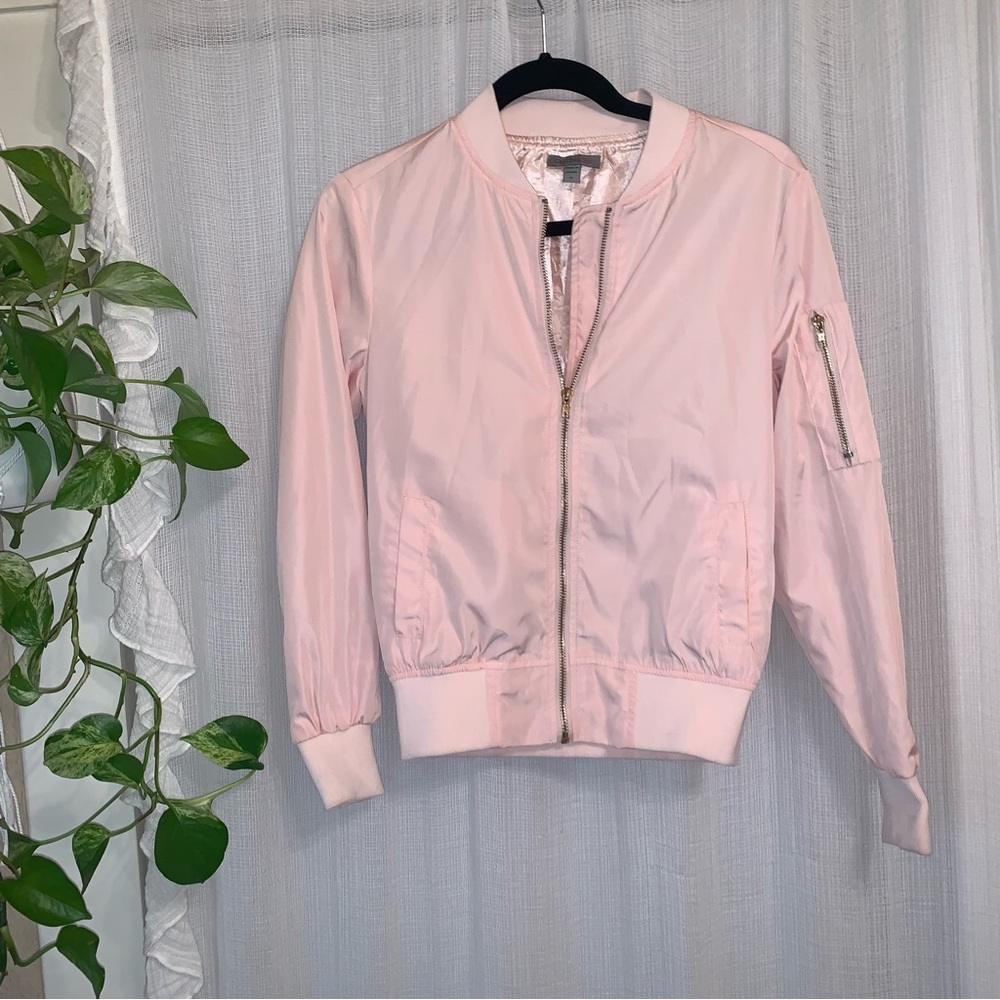 Baby pink bomber jacket
